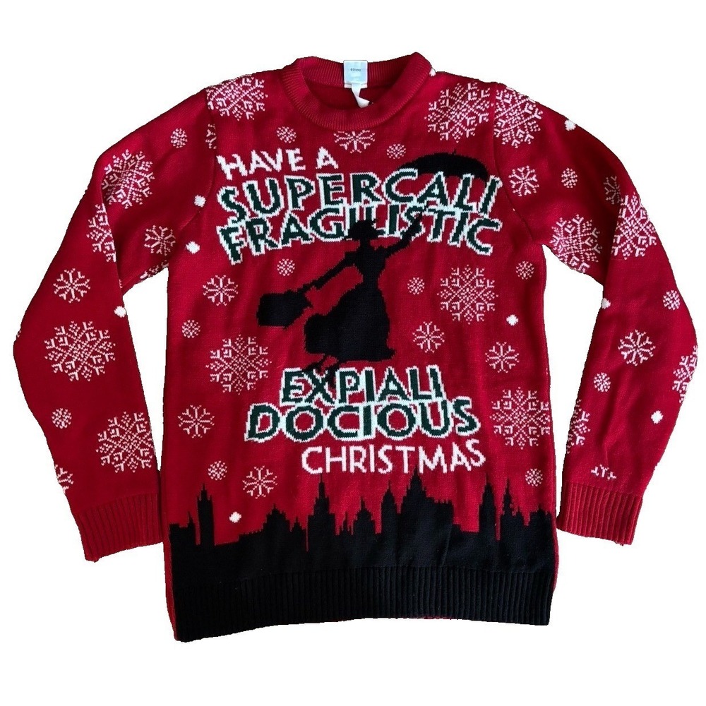 Disney Mary Poppins Returns Christmas Sweater Red‎ Size Sm